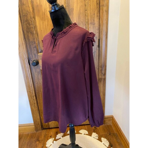 St. John’s Bay Blouse Womens Plus Size XL Burgundy  Top Flowy Casual Boho Shirt - Picture 3 of 9